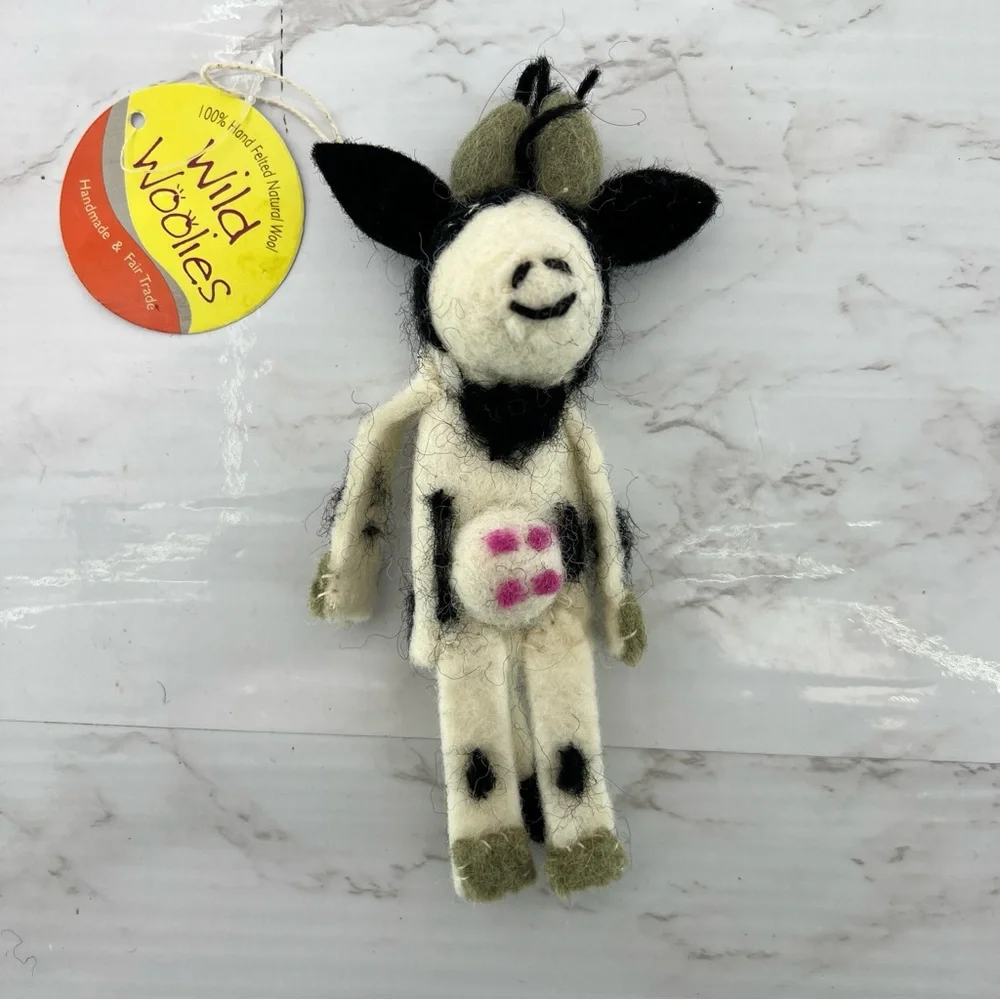 WILD WOOLIES cow wool finger PUPPET ORNAMENT - Picture 2 of 3